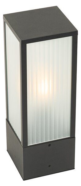 Lampada da esterno da terra nera con vetro a coste 40 cm IP44 - Charlois