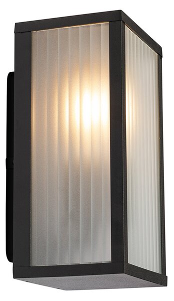 Lampada da parete per esterni nera con vetro a coste IP44 - Charlois