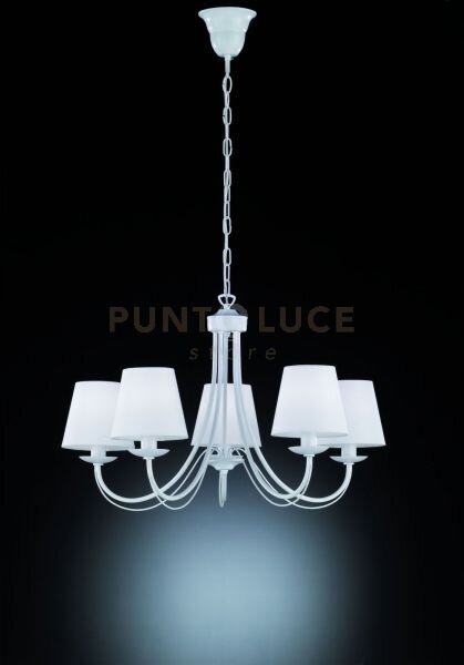 Cortez lampadario 5 luci metallo bianco opaco con paralumi stoffa b