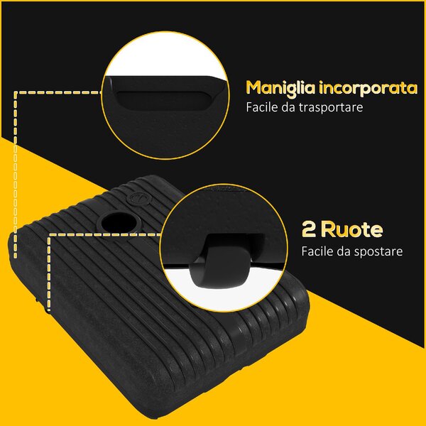 VivaGarden Base per Ombrellone da Giardino Riempibile con Acqua e Sabbia 70-90 kg Ruote e Maniglia in HDPE 80x60 cm colore Nero