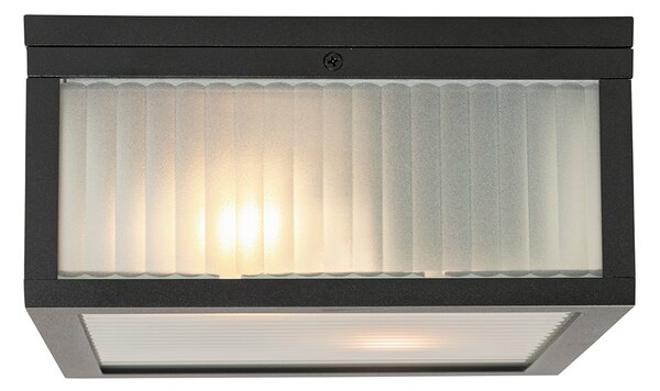 Plafoniera da esterno nera con vetro a coste 2 luci IP44 - Charlois