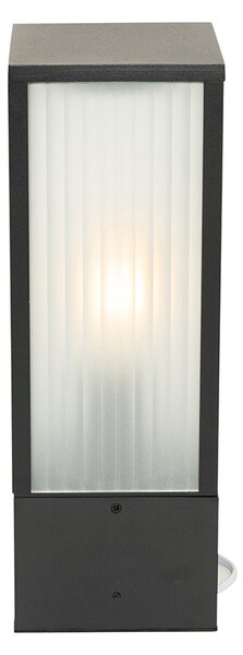 Lampada da esterno da terra nera con vetro a coste 40 cm IP44 - Charlois