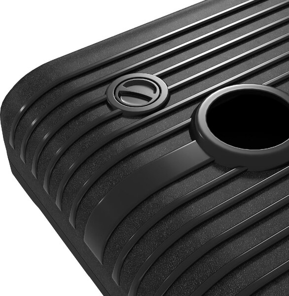 VivaGarden Base per Ombrellone da Giardino Riempibile con Acqua e Sabbia 70-90 kg Ruote e Maniglia in HDPE 80x60 cm colore Nero