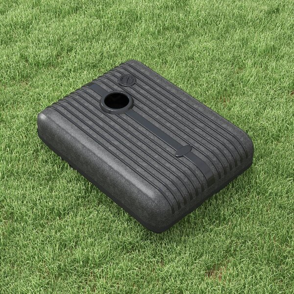 VivaGarden Base per Ombrellone da Giardino Riempibile con Acqua e Sabbia 70-90 kg Ruote e Maniglia in HDPE 80x60 cm colore Nero