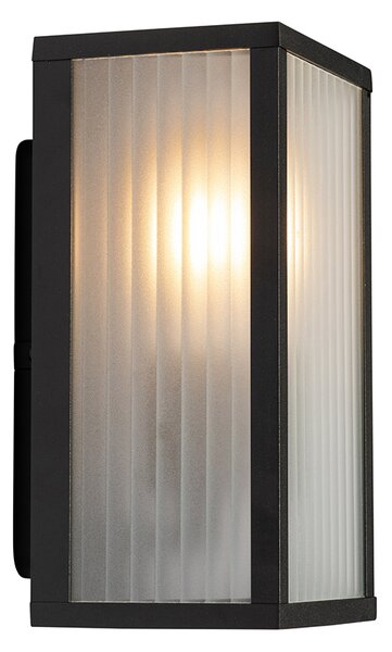 Lampada da parete per esterni nera con vetro a coste IP44 - Charlois