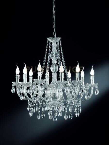 Luster lampadario classico 10 luci acrilico trasparente cm.76 attac