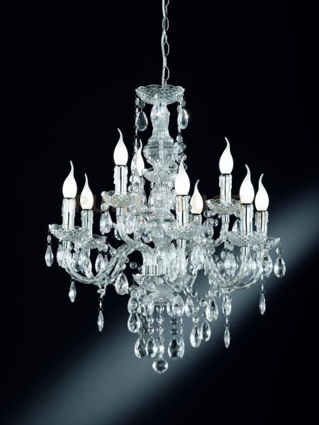 Luster lampadario classico 9 luci acrilico trasparente cm.61 attacc