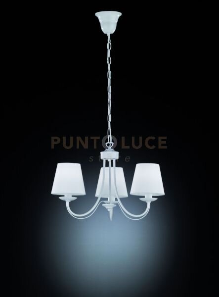 Cortez lampadario 3 luci metallo bianco opaco con paralumi stoffa b