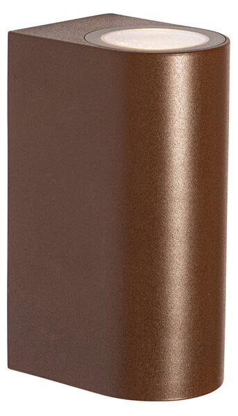 Lampada da parete per esterni marrone ruggine in plastica ovale 2 luci - Baleno