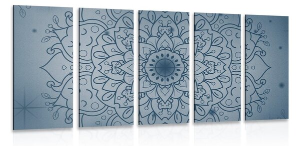 Quadri 5 pezzi – Fiore di Mandala blu scuro