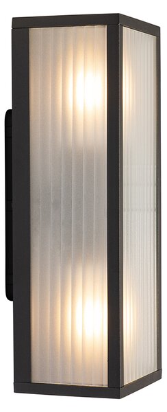 Lampada da parete per esterni nera con vetro a coste 2 luci IP44 - Charlois