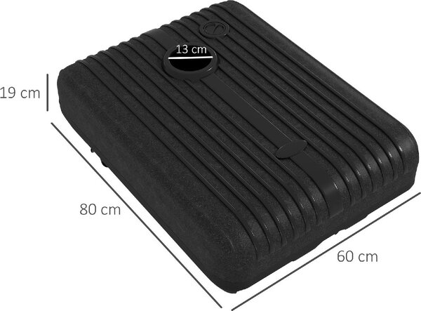 VivaGarden Base per Ombrellone da Giardino Riempibile con Acqua e Sabbia 70-90 kg Ruote e Maniglia in HDPE 80x60 cm colore Nero