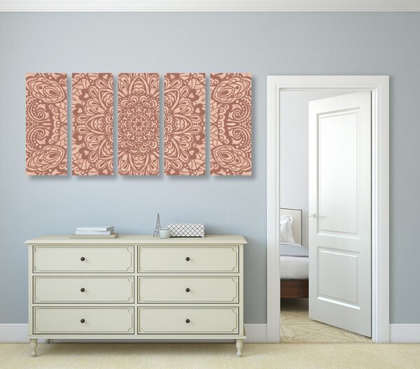 Quadri 5 pezzi – Mandala floreale