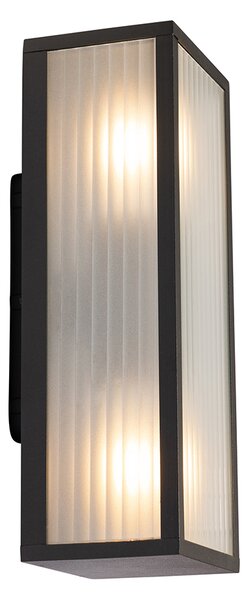 Lampada da parete per esterni nera con vetro a coste 2 luci IP44 - Charlois