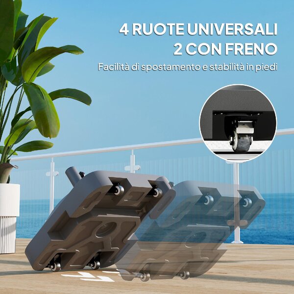 VivaGarden Base per Ombrellone da Giardino a Rotelle Riempibile con Acqua o Sabbia in HDPE 48x48x32.5 cm colore Nero