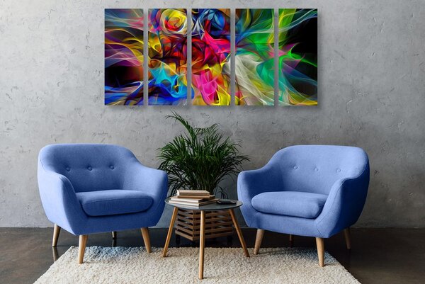 Quadri 5 pezzi – Caos colorato astratto