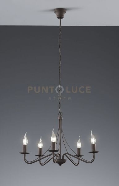 Country lampadario 5 luci attacco e14 colore ruggine d.55cm