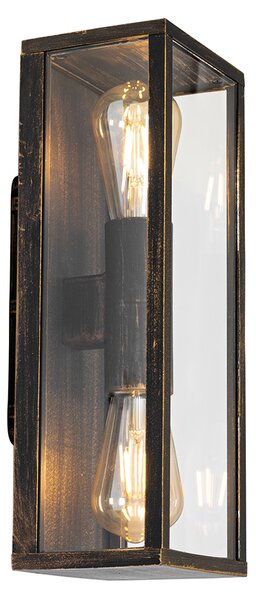 Applique da parete vintage oro antico 38 cm 2 luci IP44 - Charlois