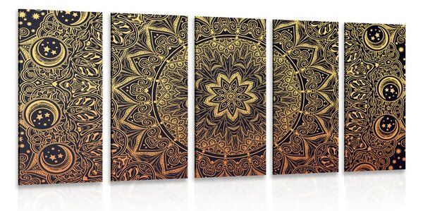 Quadri 5 pezzi – Mandala orientale dorato