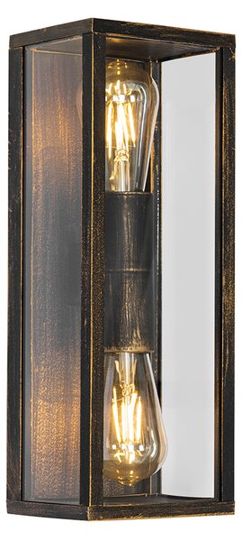 Applique da parete vintage oro antico 38 cm 2 luci IP44 - Charlois