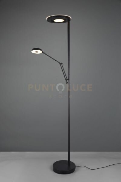 Barrie piantana led con lampada da lettura nera dimmerabile h. 180