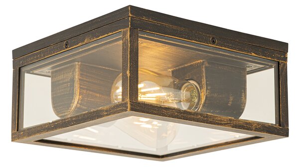 Plafoniera da esterno vintage oro anticato IP44 2 luci - Charlois