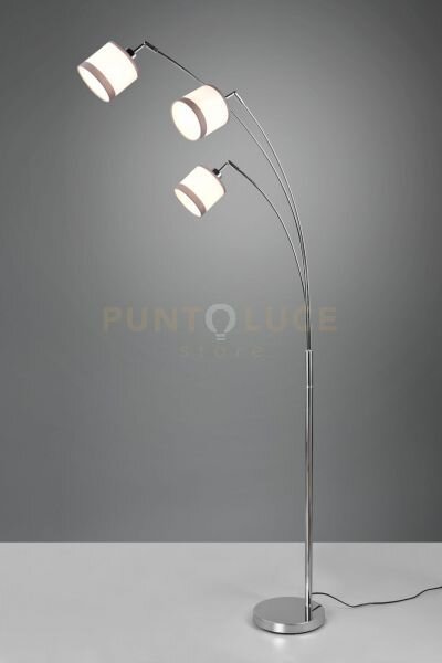 Davos piantana metallo cromato 3 paralumi bianco e grigio h. 185cm 