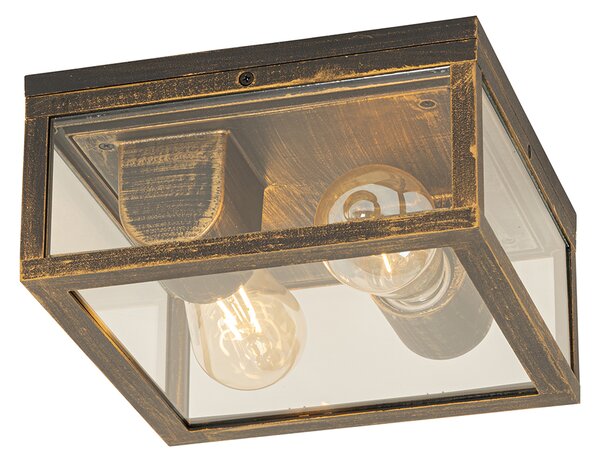 Plafoniera da esterno vintage oro anticato IP44 2 luci - Charlois