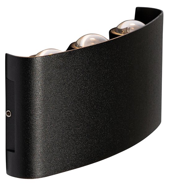 Lampada da parete per esterni nera con LED 6 luci IP54 - Silly