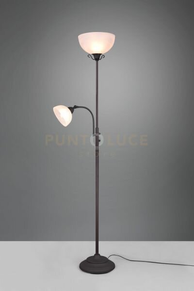 Country piantana con lampada lettura antic curva+ve h.184cm 2 luci 
