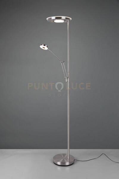 Barrie piantana led con lampada da lettura acciaio satinato dimmera