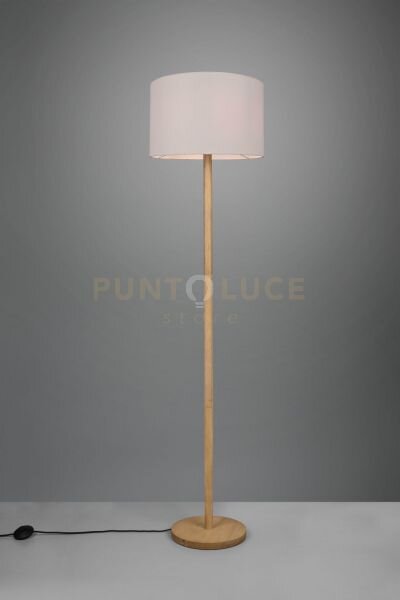 Korba piantana base legno naturale con paralume bianco h. 162cm 1 l