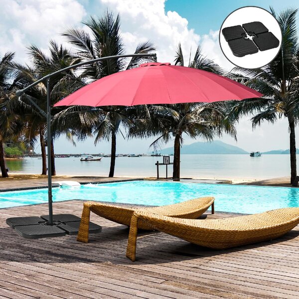 VivaGarden Base per Ombrellone Set 4 Pezzi Impilabili con Maniglie Integrate in HDPE 99.7x99.7x8.3 cm colore Nero