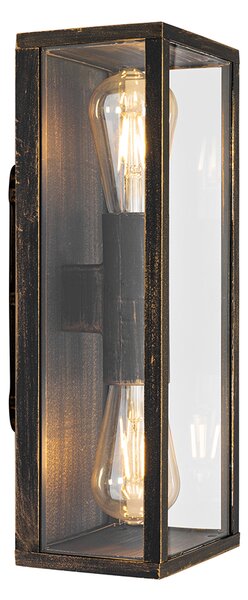 Applique da parete vintage oro antico 38 cm 2 luci IP44 - Charlois