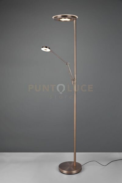 Barrie piantana led con lampada da lettura ottone satinato dimmerab