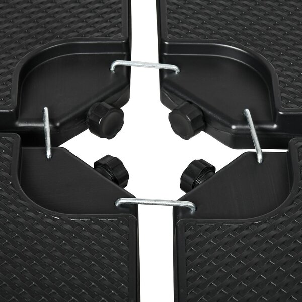 VivaGarden Base per Ombrellone Set 4 Pezzi Impilabili con Maniglie Integrate in HDPE 99.7x99.7x8.3 cm colore Nero
