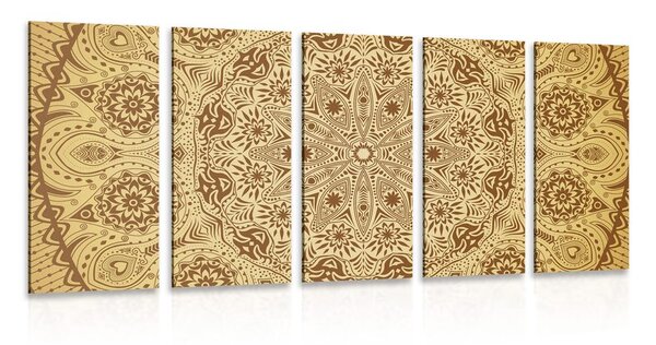 Quadri 5 pezzi – Mandala ornamentale con pizzo