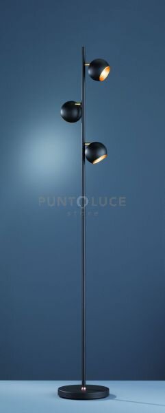 Dakota piantana metallo nero e oro con 3 diffusori orientabili com 