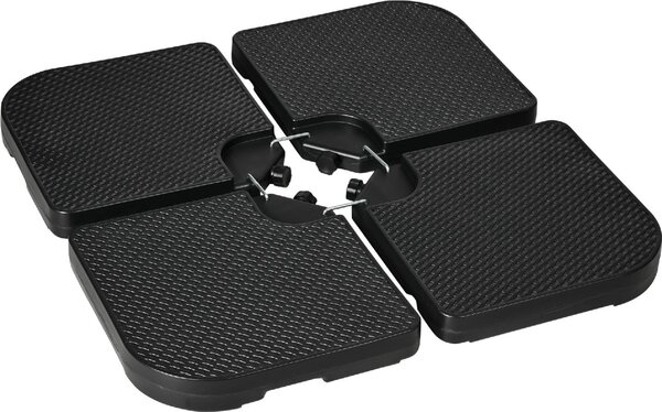 VivaGarden Base per Ombrellone Set 4 Pezzi Impilabili con Maniglie Integrate in HDPE 99.7x99.7x8.3 cm colore Nero