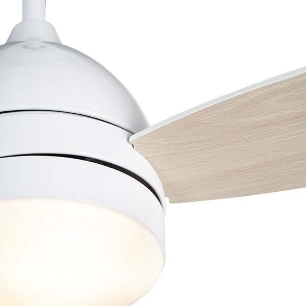 Ventilatore da soffitto bianco con stampa legno 96 cm con telecomando - Rotar
