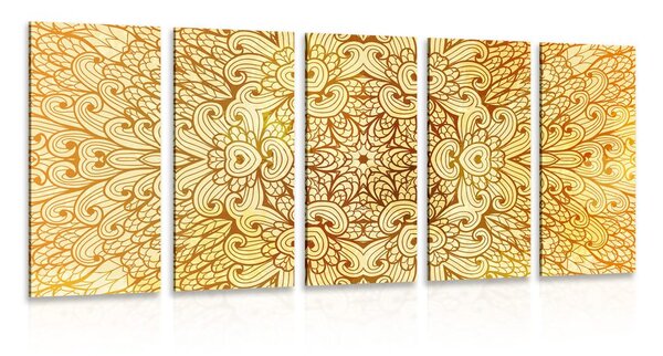 Quadri 5 pezzi – Mandala etnica dorata