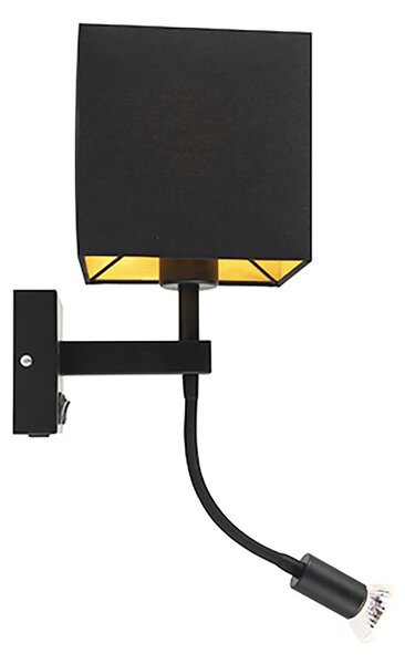 Lampada da parete intelligente nera con USB incl. Wifi A60 e GU10 - Zeno