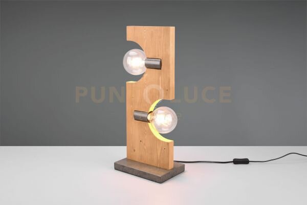 Lampade da terra tailor 2 luci h.53cm legno naturale e metallo acci