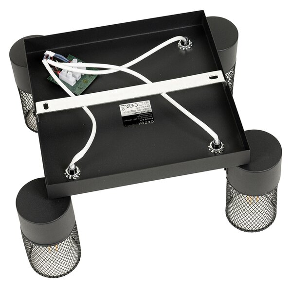 Faretto da soffitto industriale nero 4 luci orientabili - Jim