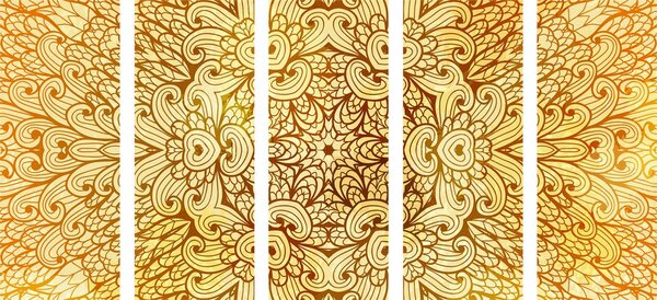 Quadri 5 pezzi – Mandala etnica dorata