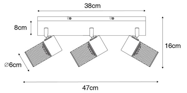 Faretto da soffitto industriale nero 3 luci orientabile - Jim