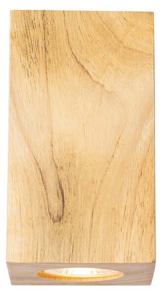 Applique da parete rustica in legno quadrata 2 luci - Sandy