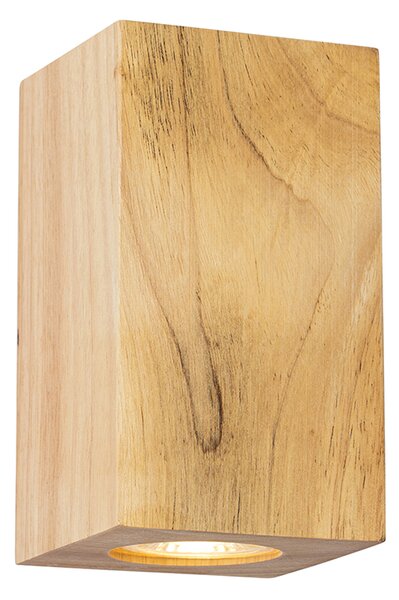 Applique da parete rustica in legno quadrata 2 luci - Sandy