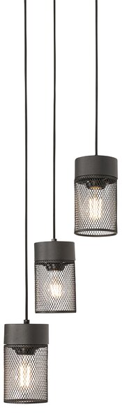 Lampada a sospensione industriale nera 3 luci - Jim