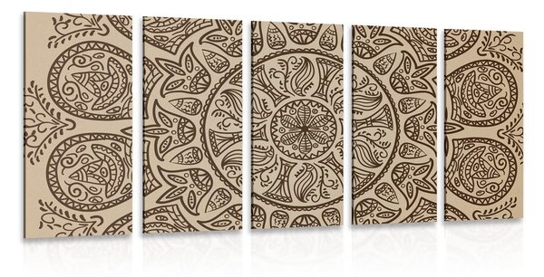 Quadri 5 pezzi – Mandala con motivo naturale astratto